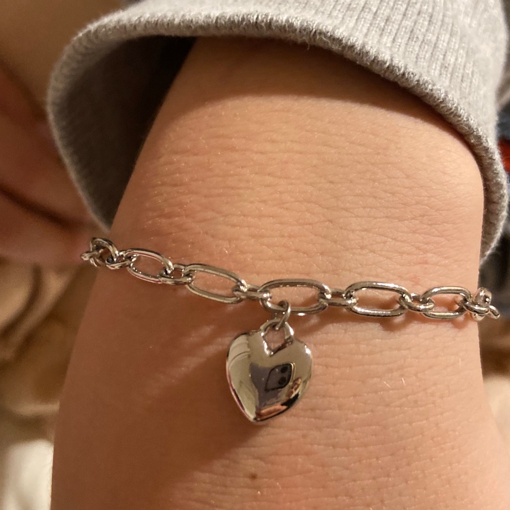 silver heart charm necklace